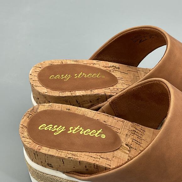 NEW Easy Street Women’s Maryann Wedge Sandals Tan Size 7W - Picture 6 of 10